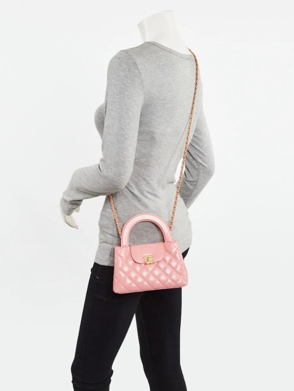 Chanel Coral Quilted Aged Calfskin Leather Nano Kelly Shopper Bag